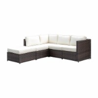 Furniture of America Daley Contemporary Rattan Patio Sectional Set in Brown