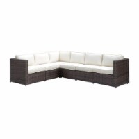 Furniture of America Daley Brown and Beige Rattan Patio Sectional Set