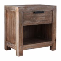 Furniture of America Russ Solid Wood 1-Drawer Nightstand in Weathered Light Oak