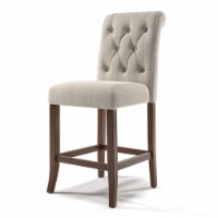 Furniture of America Landon Fabric Tufted Pub Chairs in Beige (Set of 2)