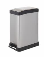 Home Zone Living 15.8 Gallon Slim Dual Compartment Kitchen Trash Can, Stainless Steel, Step Pedal, 60 Liter, Silver