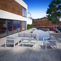Fortuna 7 Piece Outdoor Patio Sectional Sofa Set-EEI-1733 white gray
