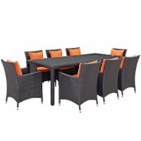 Convene 9 Piece Outdoor Patio Dining Set - Espresso Orange