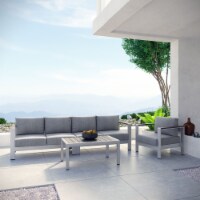 Shore 4 Piece Outdoor Patio Aluminum Sectional Sofa Set-EEI-2563 silver gray