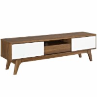Modway Envision 59 Inch TV Stand, Mid Century Entertainment Center, Walnut White