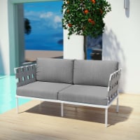 Harmony Outdoor Patio Aluminum Loveseat - White Gray