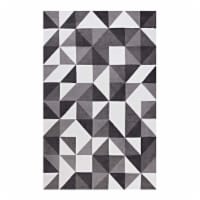 Kahula Geometric Triangle Mosaic 8x10 Area Rug black, gray and white