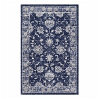 Kazia Distressed Floral Lattice 8x10 Area Rug dark blue and ivory