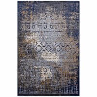 Kalene Distressed Vintage Turkish 8X10 Area Rug blue, rust and cream