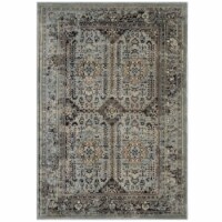 Enye Distressed Vintage Floral Lattice 8x10 Area Rug brown and silver blue