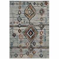 Jenica Distressed Moroccan Tribal Abstract Diamond 8x10 Area Rug silver blue, beige and brown