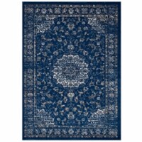 Lilja Distressed Vintage Persian Medallion 5x8 Area Rug-R-1127-58 moroccan blue, beige and