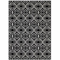 Frame Transitional Moroccan Trellis 5x8 Area Rug black and white