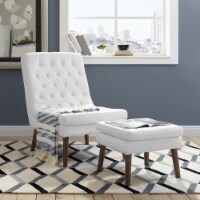 Modify Upholstered Lounge Chair and Ottoman - White