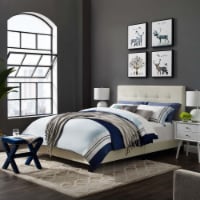 Amira Full Upholstered Velvet Bed - Ivory