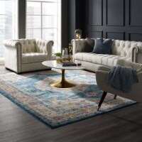 Success Anisah Distressed Floral Persian Medallion 8x10 Area Rug-R-1163-810 blue, ivory,