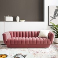 Entertain Vertical Channel Tufted Performance Velvet Sofa - Dusty Rose