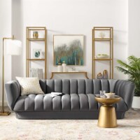 Entertain Vertical Channel Tufted Performance Velvet Sofa - Gray