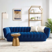 Entertain Vertical Channel Tufted Performance Velvet Sofa - Navy