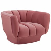 Entertain Vertical Channel Tufted Performance Velvet Armchair - Dusty Rose