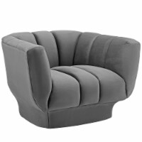 Entertain Vertical Channel Tufted Performance Velvet Armchair - Gray