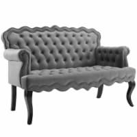 Viola Chesterfield Button Tufted Loveseat Performance Velvet Settee - Gray