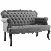 Viola Chesterfield Button Tufted Loveseat Performance Velvet Settee - Gray