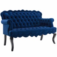 Viola Chesterfield Button Tufted Loveseat Performance Velvet Settee - Navy