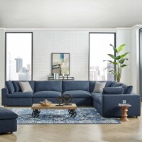 Commix Down Filled Overstuffed 6 Piece Sectional Sofa Set - Azure