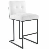 Privy Black Stainless Steel Upholstered Fabric Bar Stool Black White