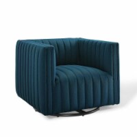 Conjure Tufted Swivel Upholstered Armchair Azure