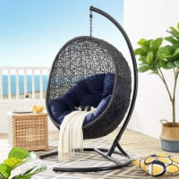 Encase Sunbrella Swing Outdoor Patio Lounge Chair Black Navy
