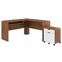 Envision Wood Desk and File Cabinet Set, Walnut White