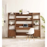 Bixby 3-Piece Wood Office Desk and Bookshelf walnut