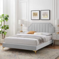 Sienna Performance Velvet Queen Platform Bed-MOD-6712 light gray