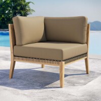 Clearwater Outdoor Patio Teak Wood Corner Chair gray light brown