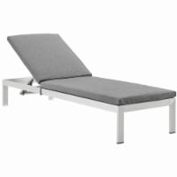 Shore Outdoor Patio Aluminum Chaise with Cushions Silver Gray