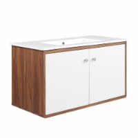 Transmit 36 Wall-Mount Bathroom Vanity, Walnut White