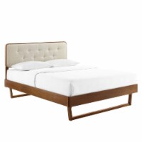 Bridgette Twin Wood Platform Bed With Angular Frame-MOD-6645 walnut beige