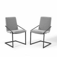 Pitch Dining Armchair Upholstered Fabric Set of 2 Black Light Gray