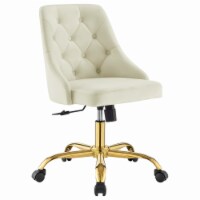 Distinct Tufted Swivel Performance Velvet Office Chair, Gold Ivory