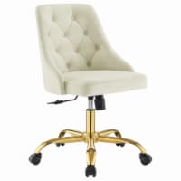 Distinct Tufted Swivel Performance Velvet Office Chair, Gold Ivory