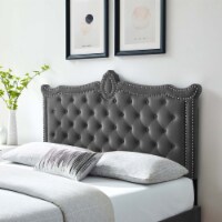 Louisa Tufted Performance Velvet Twin Headboard-MOD-6323 charcoal