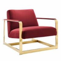 Seg Performance Velvet Accent Chair Gold Maroon