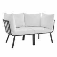 Riverside 2 Piece Outdoor Patio Aluminum Sectional Sofa Set Gray White