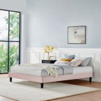 Reign Full Performance Velvet Platform Bed Frame Pink