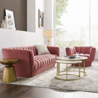 Entertain Vertical Channel Tufted Performance Velvet Sofa and Armchair Set Dusty Rose