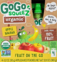 GoGo Squeez Organic Fruit On The Go Apple Banana Pouches