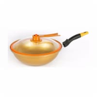 Tayama TWG-32 20 x 13 x 5 in. 32 cm Non Stick Ceramic Golden Wok