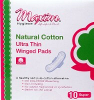 Maxim Hygiene Products Natural Cotton Super Absorbency Ultra Thin Winged Pads